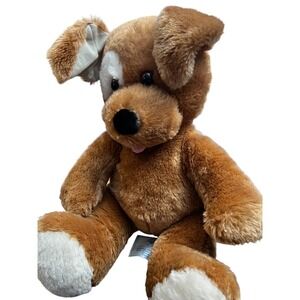 Build A Bear Workshop Brown Dog Plush Stuffed Animal White Paws Pink Tongue